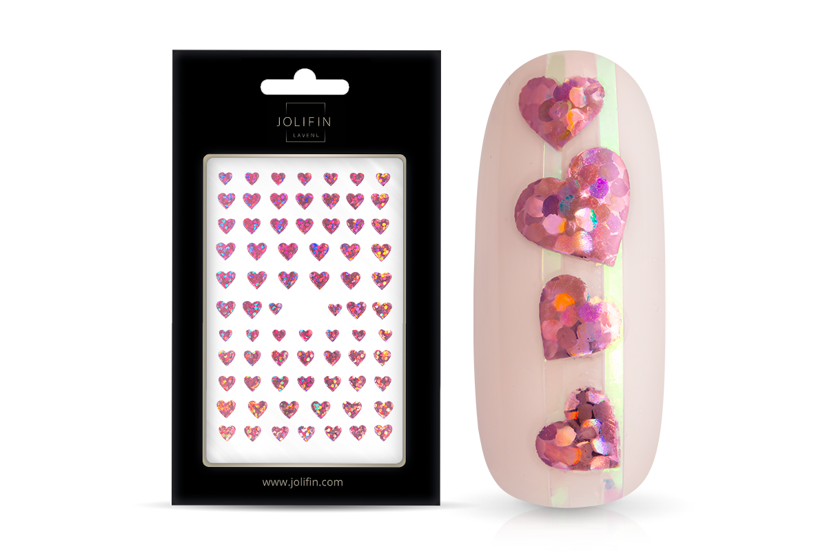 Jolifin LAVENI Sticker - Hearts rosé hologramm