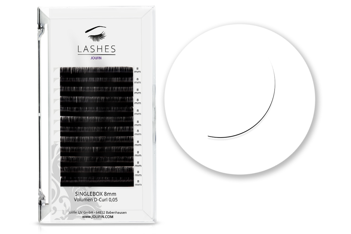 Jolifin Lashes - SingleBox 8mm - Volumen D-Curl 0,05