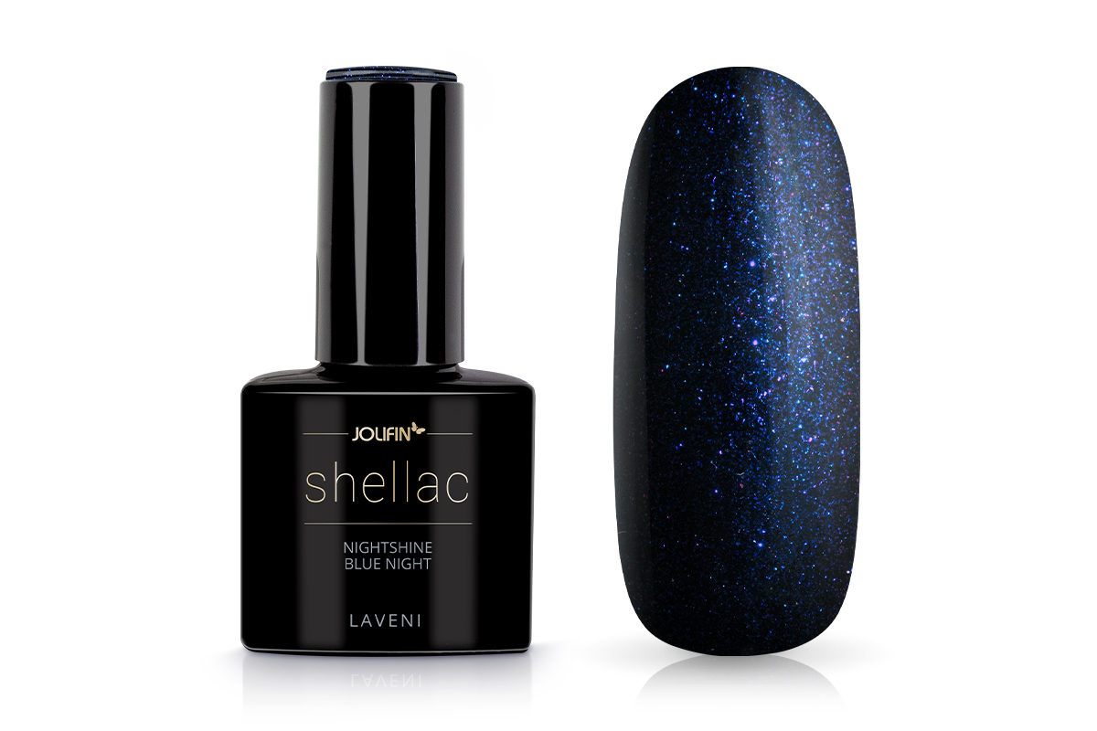 Jolifin LAVENI Shellac - nightshine blue night 10ml