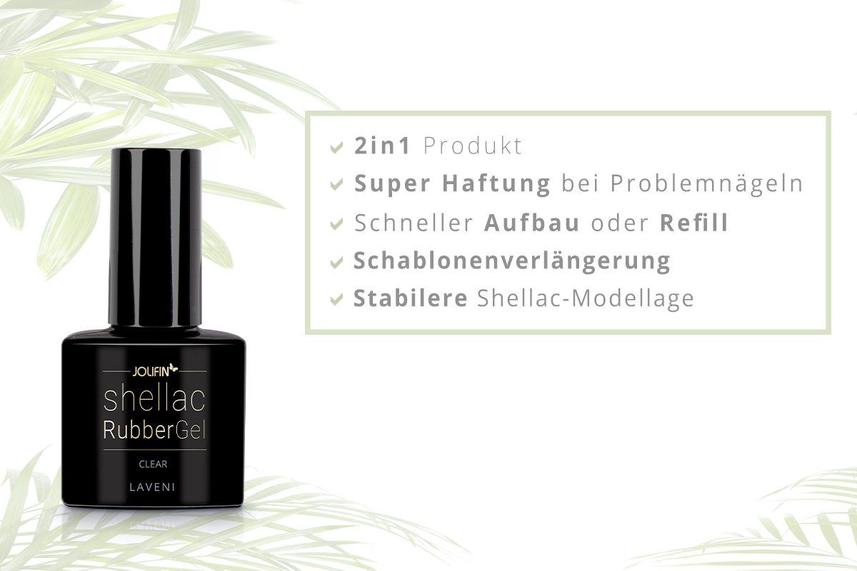 Jolifin LAVENI Shellac RubberGel - clear 10ml