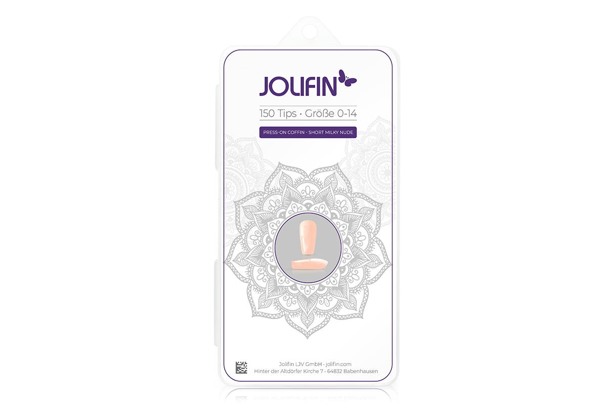 Jolifin 150er Tipbox Press-On Coffin - short milky nude