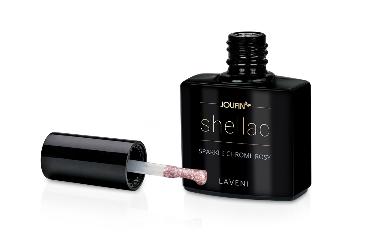 Jolifin LAVENI Shellac - sparkle chrome rosy 10ml