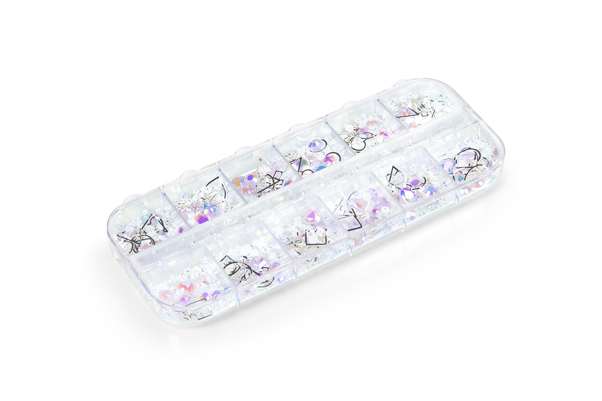 Jolifin XL Strass-Display - silver & pastell-purple mix