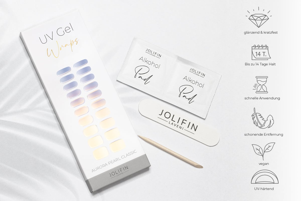 Jolifin LAVENI UV Gel-Wraps - aurora pearl classic