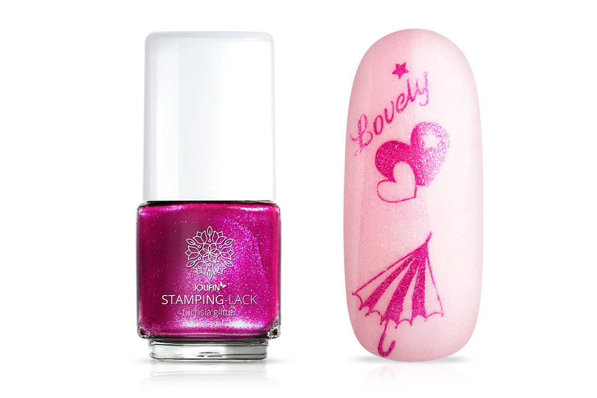 Jolifin Stamping-Lack fuchsia glitter 12ml