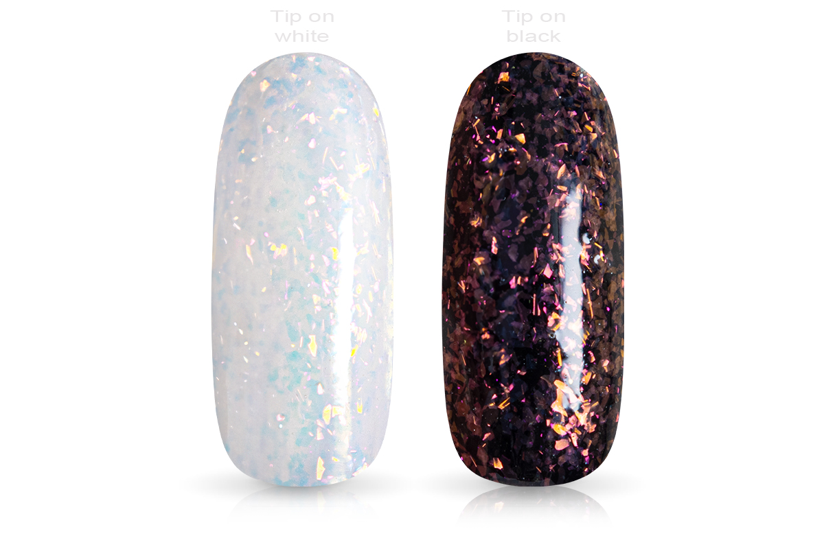 Jolifin LAVENI Shellac - Top-Coat ohne Schwitzschicht Aurora peach Flakes 10ml