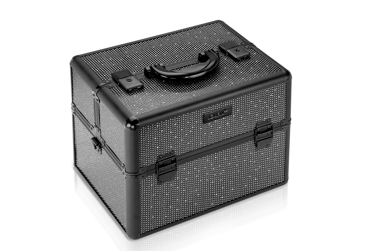 Jolifin Mobiler Kosmetik Koffer schwarz Glitter