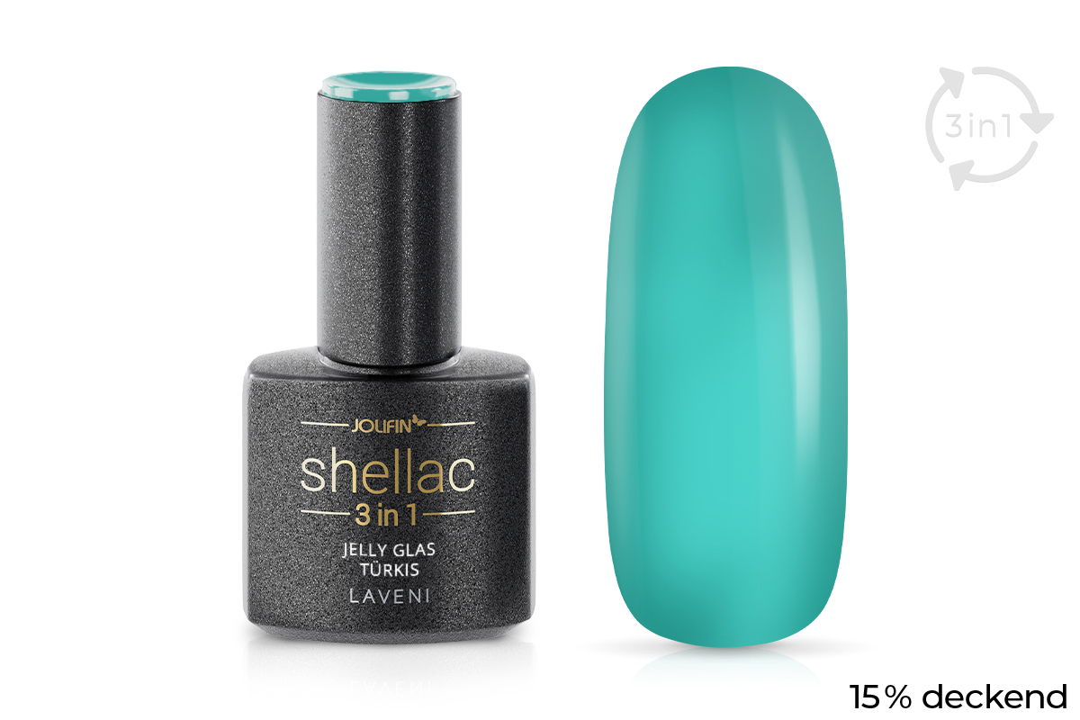 Jolifin LAVENI 3in1 Shellac - Jelly Glass turquoise 10ml