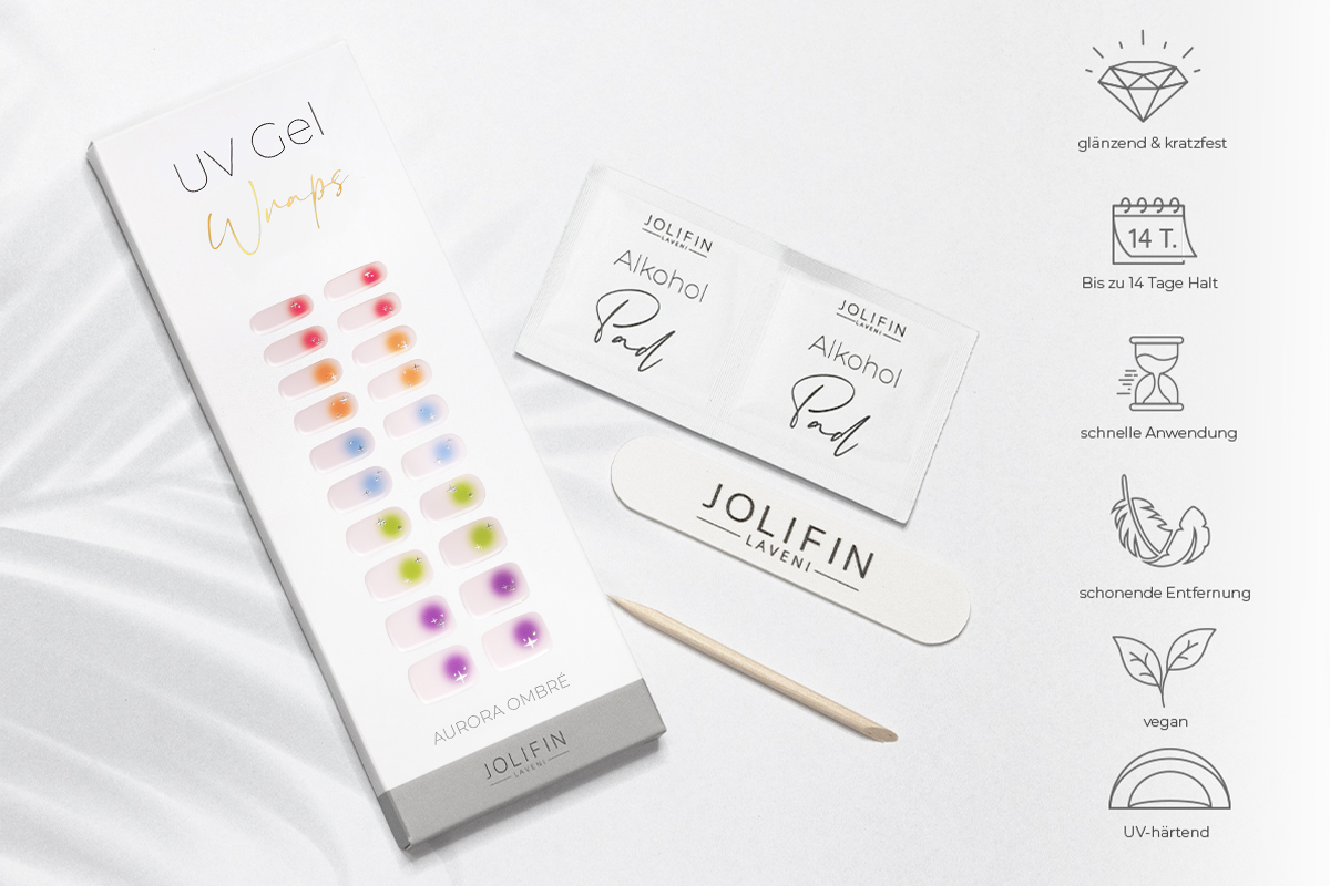 Jolifin LAVENI UV Gel-Wraps - aura ombré