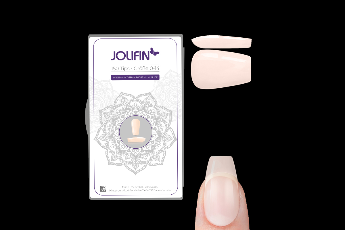 Jolifin 150 tip box Press-On Coffin - short milky nude