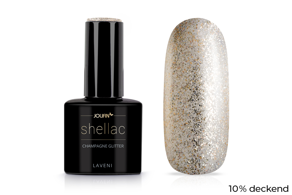 Jolifin LAVENI Shellac - champagne Glitter 10ml 