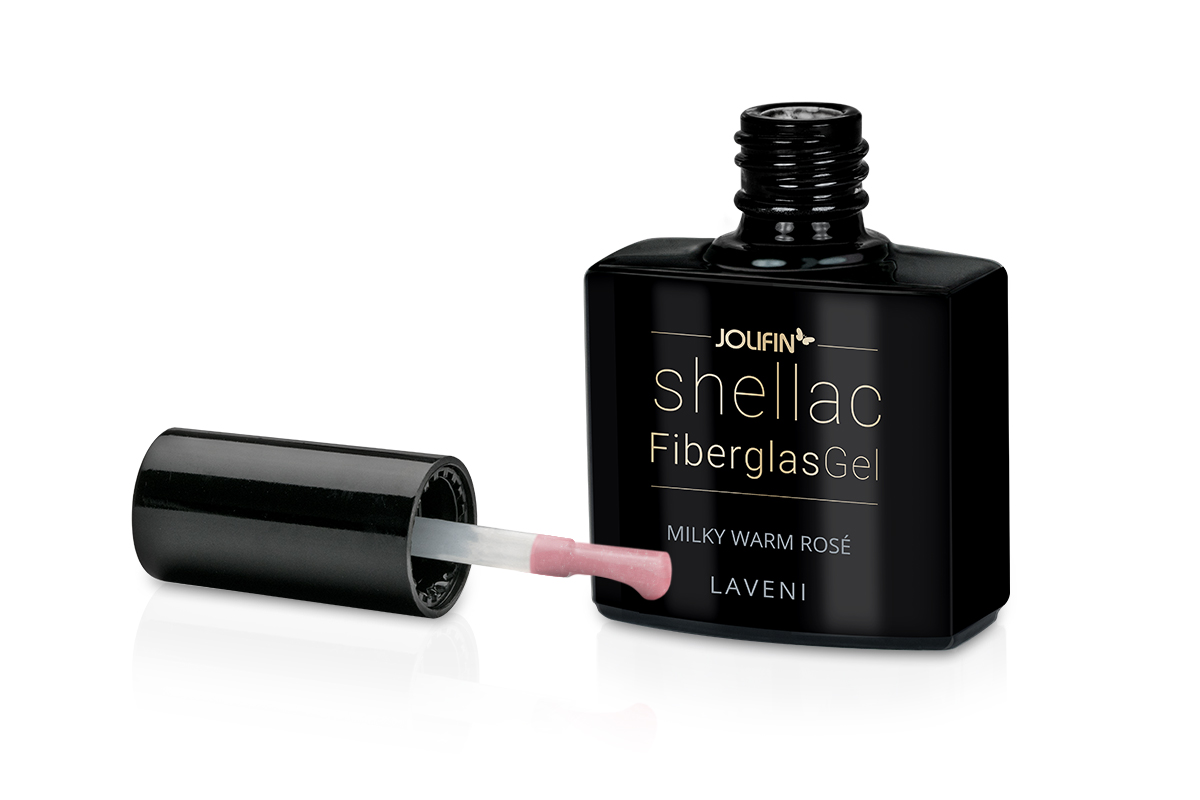 Jolifin LAVENI Shellac FiberglasGel - milky warm rosé 10ml