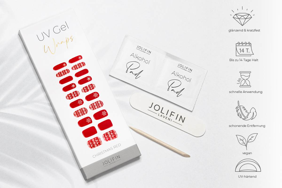Jolifin LAVENI UV Gel-Wraps - christmas red