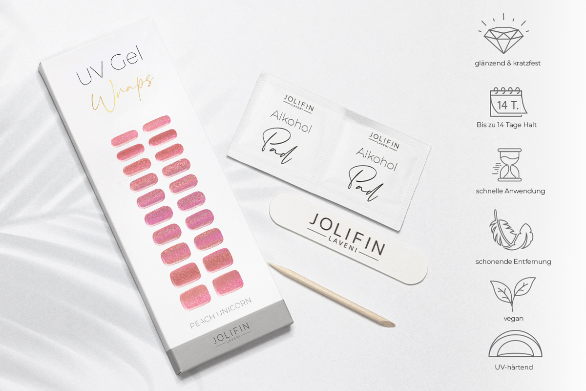 Jolifin LAVENI UV Gel-Wraps - peach unicorn