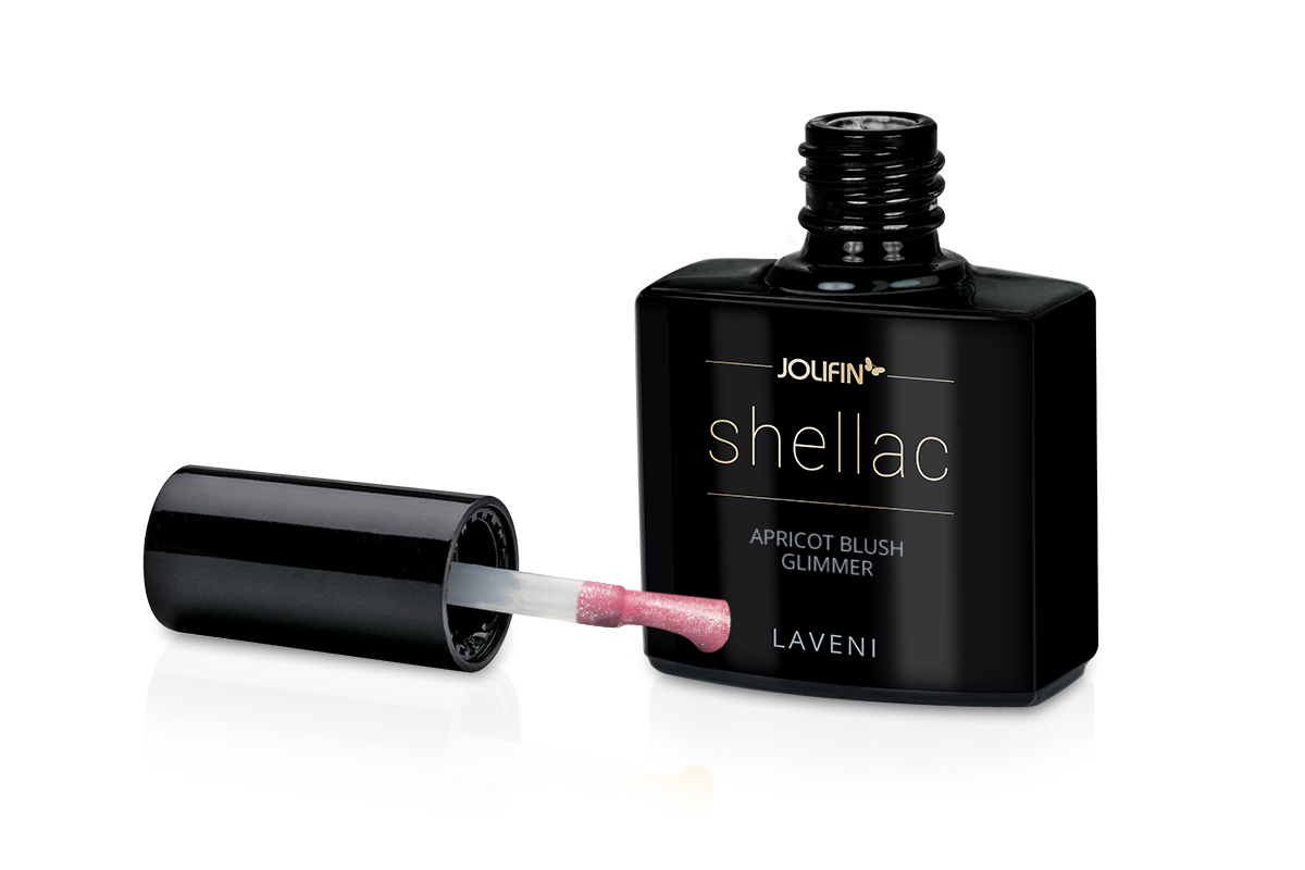 Jolifin LAVENI Shellac - apricot blush Glimmer 10ml