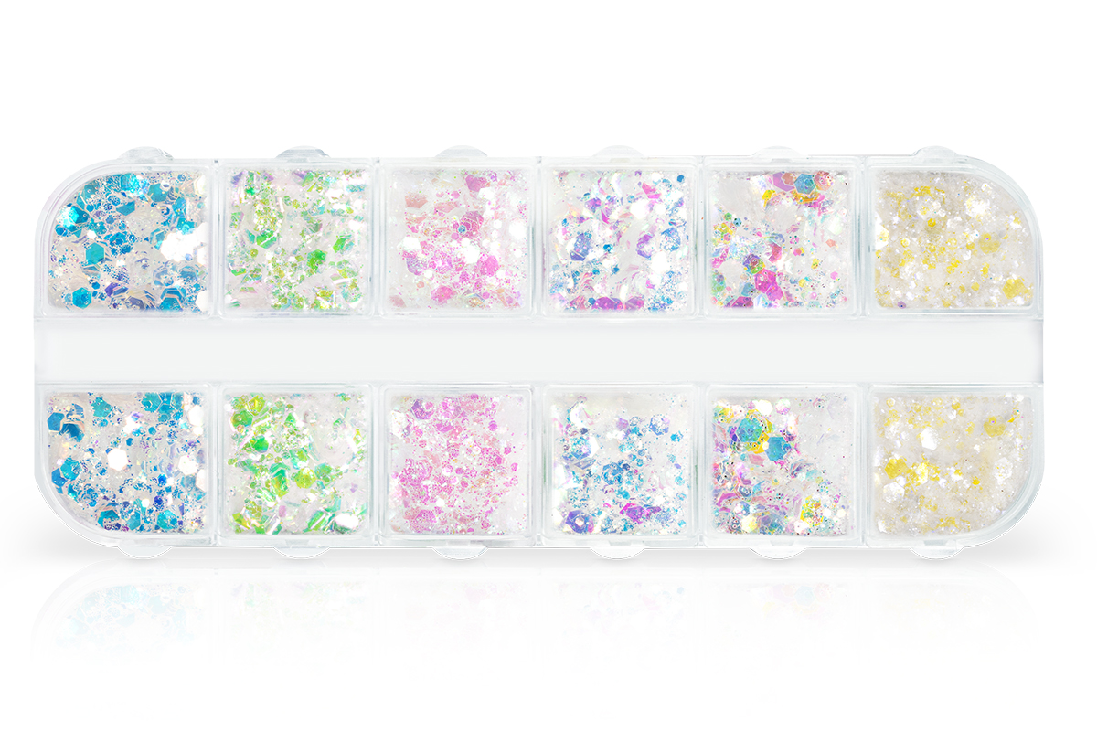 Jolifin LAVENI XL Display - white glam Glitter