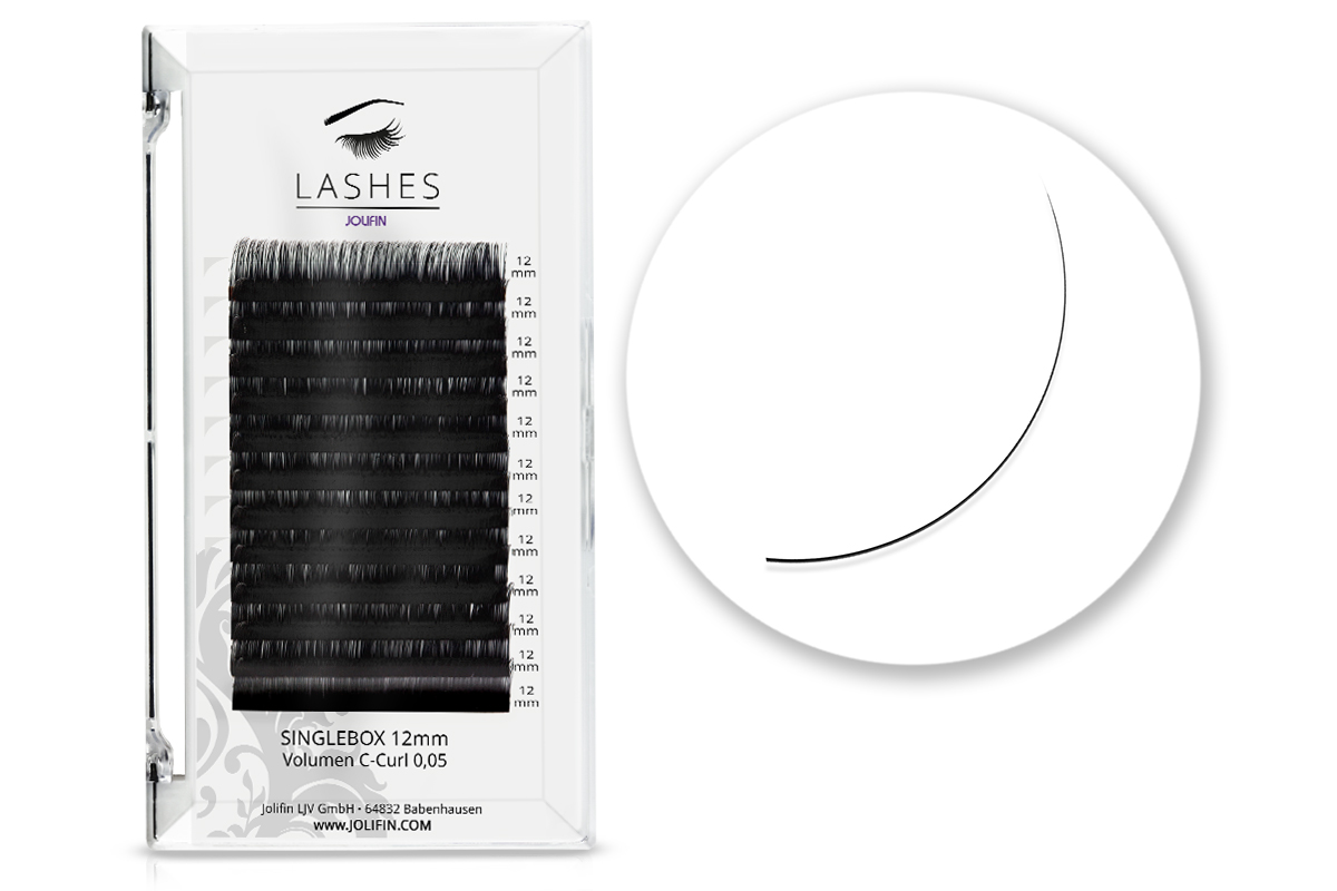 Jolifin Lashes - SingleBox 12mm - Volumen C-Curl 0,05