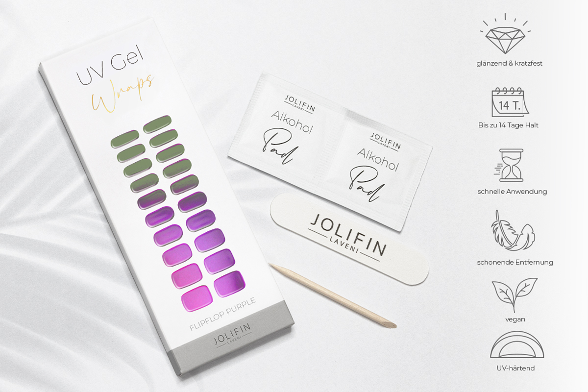Jolifin LAVENI UV Gel-Wraps - FlipFlop purple