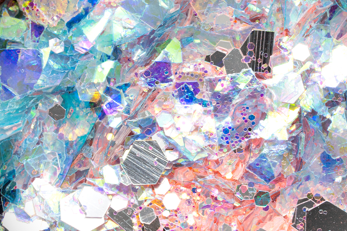 Jolifin LAVENI Hexagon Glitter - Aurora silver-peach