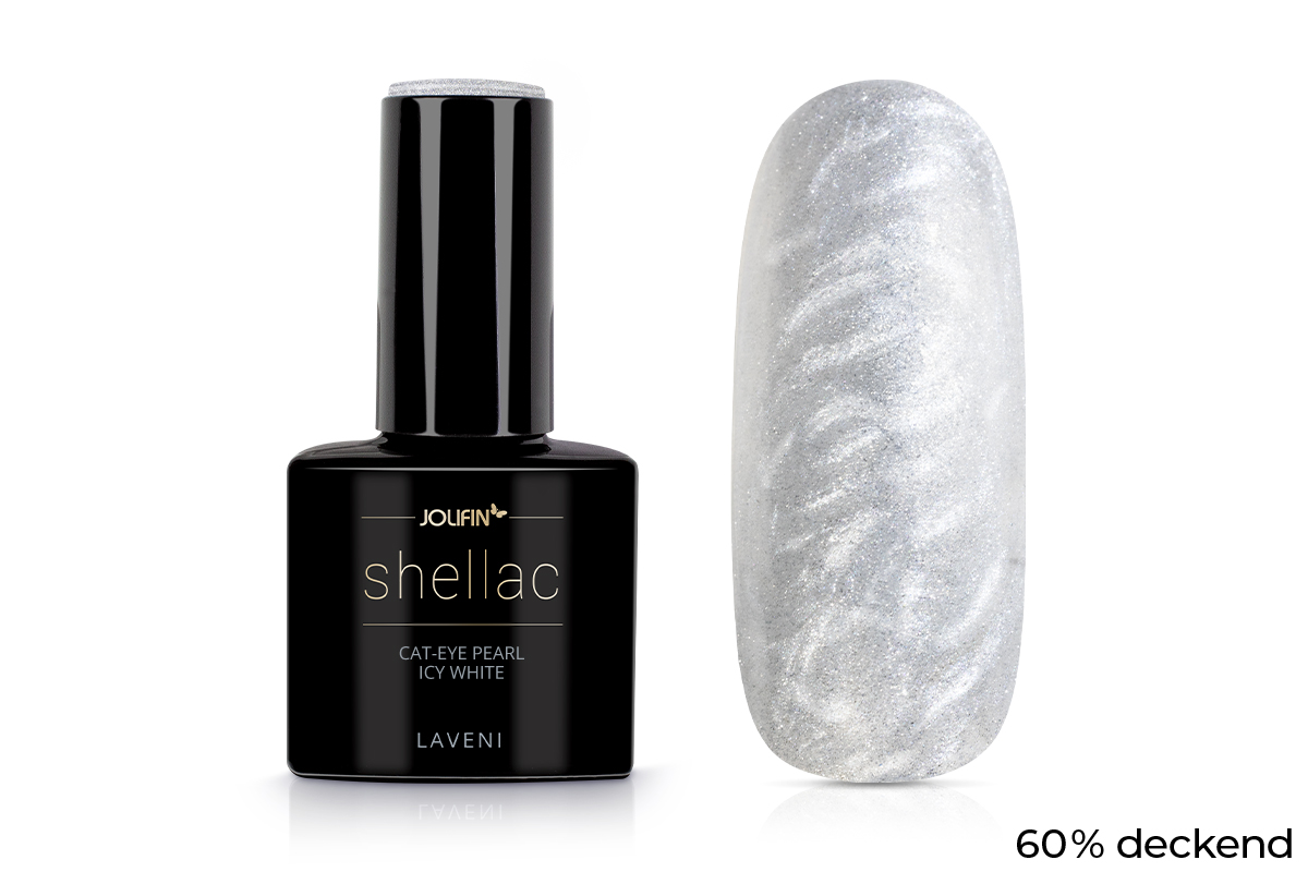 Jolifin LAVENI Shellac - Cat-Eye pearl icy white 10ml