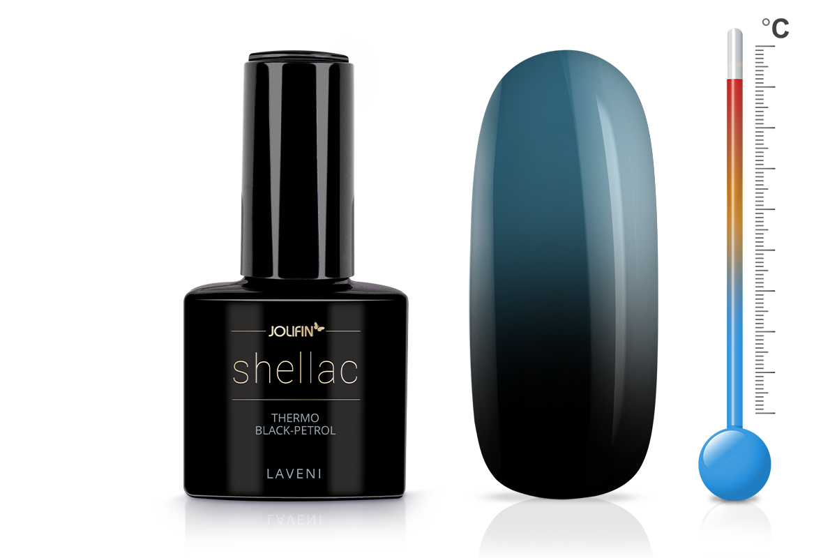 Jolifin LAVENI Shellac - Thermo black-petrol 10ml