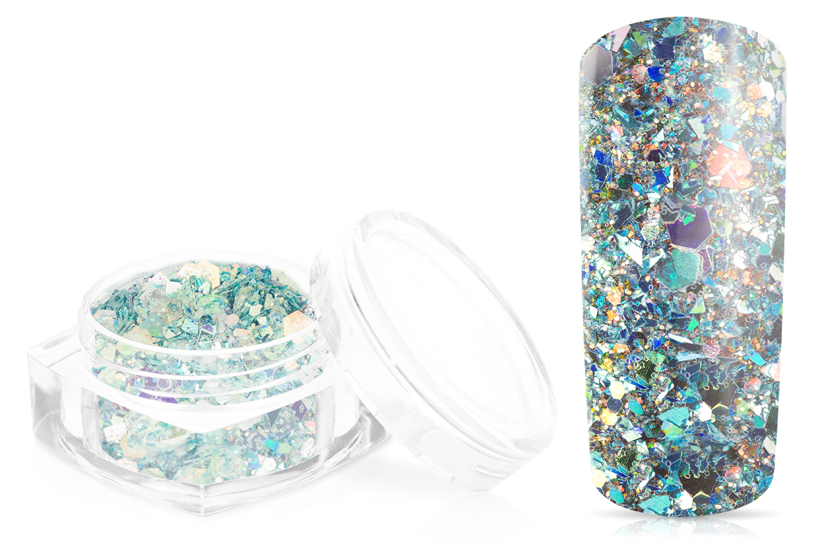 Jolifin Hexagon Glittermix silver-türkis