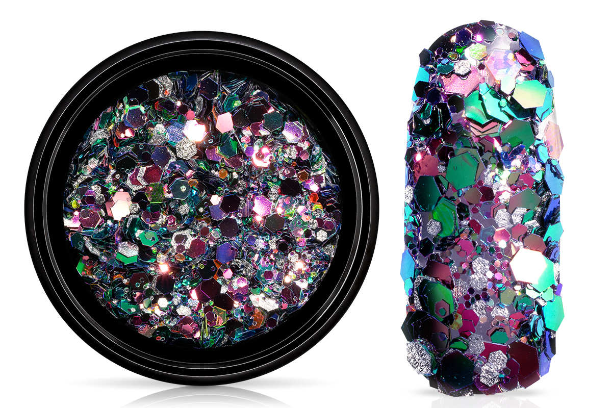 Jolifin LAVENI Silver Chameleon Glittermix - berry sorbet