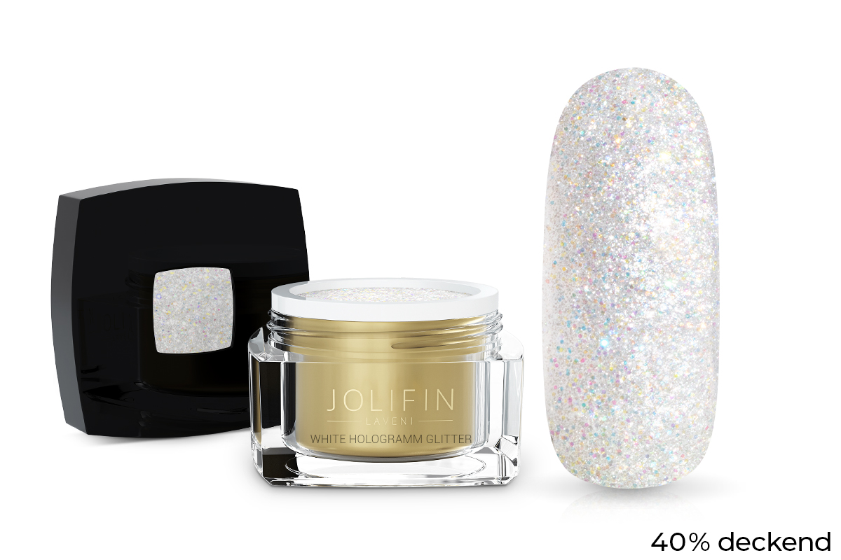 Jolifin LAVENI Colour Gel - white hologram Glitter 5ml