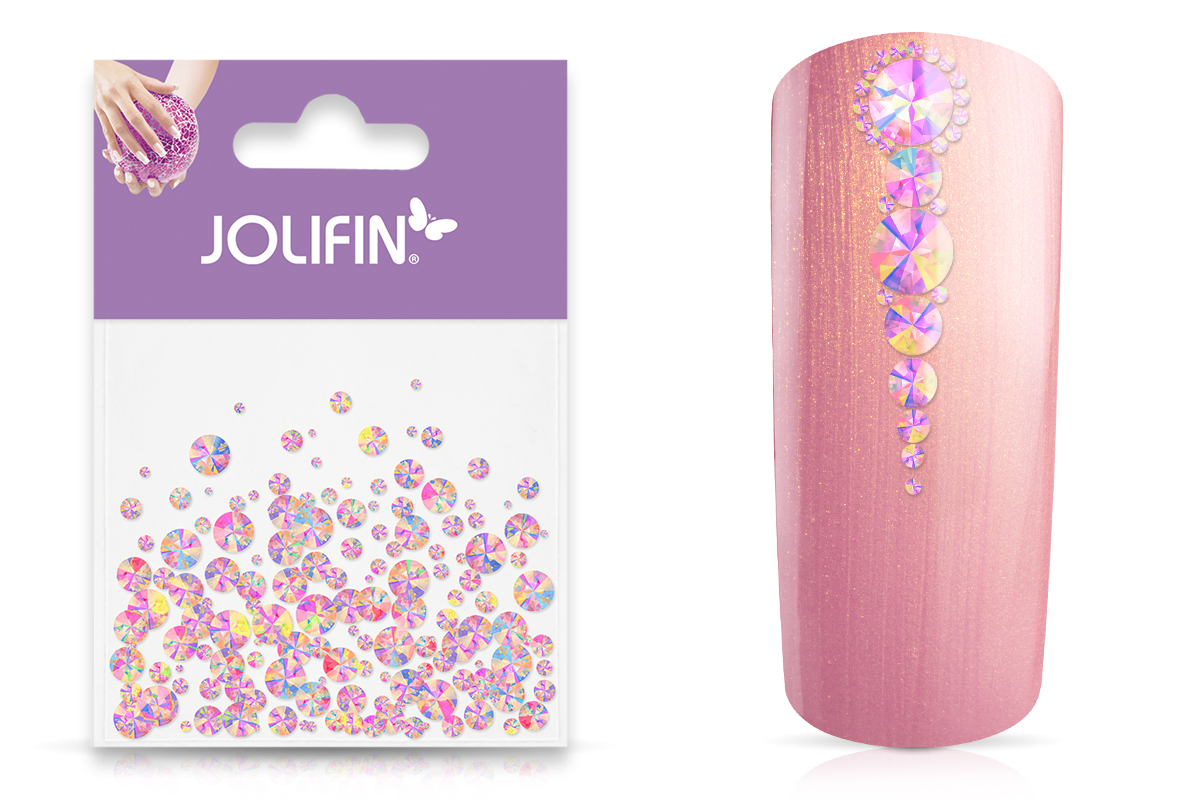 Jolifin Strasssteine 500 Stk - rosy irisierend Mix