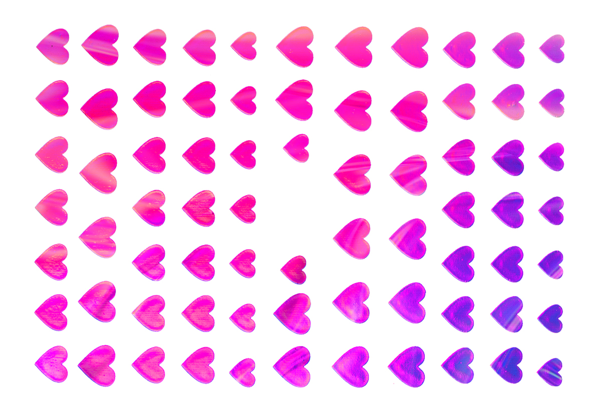 Jolifin LAVENI XL Sticker - Hearts pink hologram