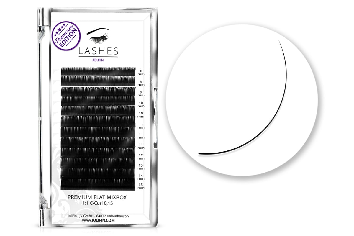 Jolifin Lashes - Premium MixBox Flat - 1:1 C-Curl 0,15