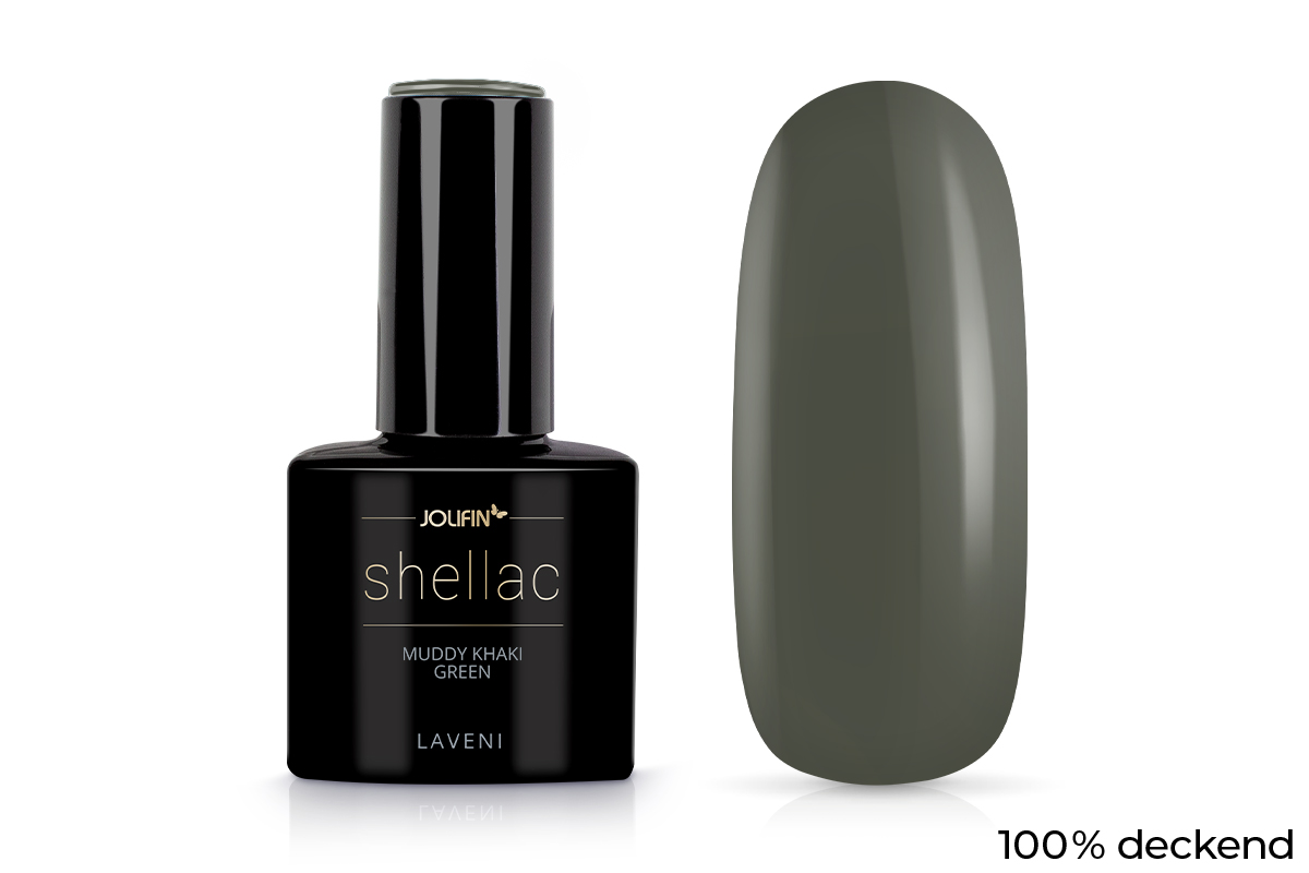 Jolifin LAVENI Shellac - muddy khaki green 10ml