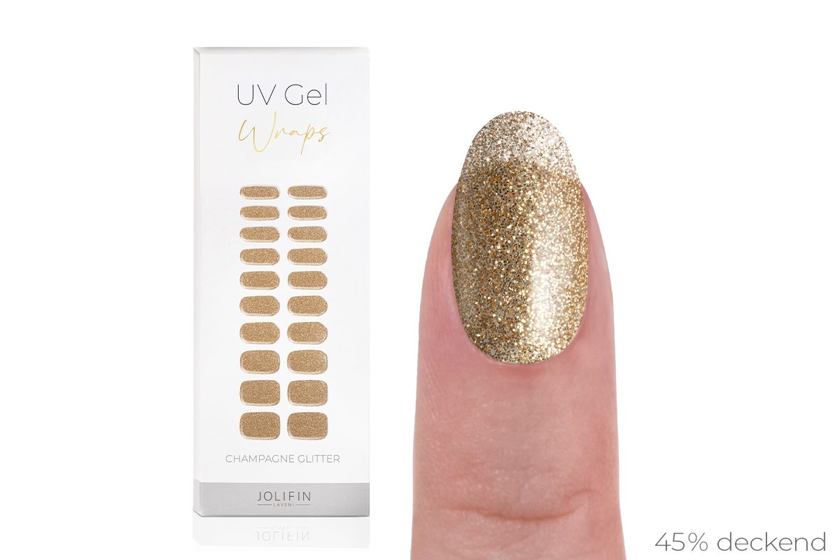 Jolifin LAVENI UV Gel Wraps - champagne glitter