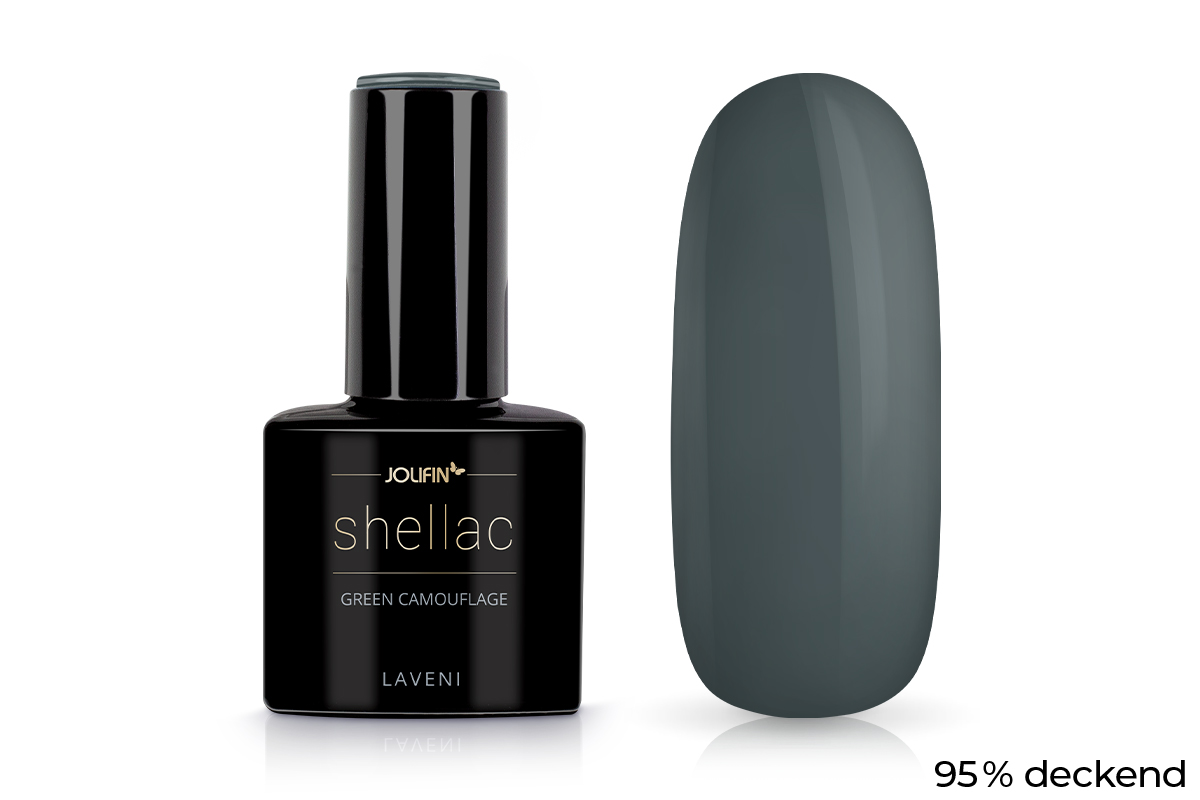 Jolifin LAVENI Shellac - green camouflage 10ml