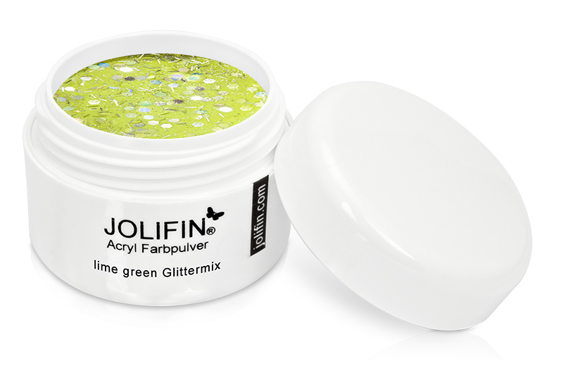 Jolifin Acryl Farbpulver - Lime Green Glittermix 5g