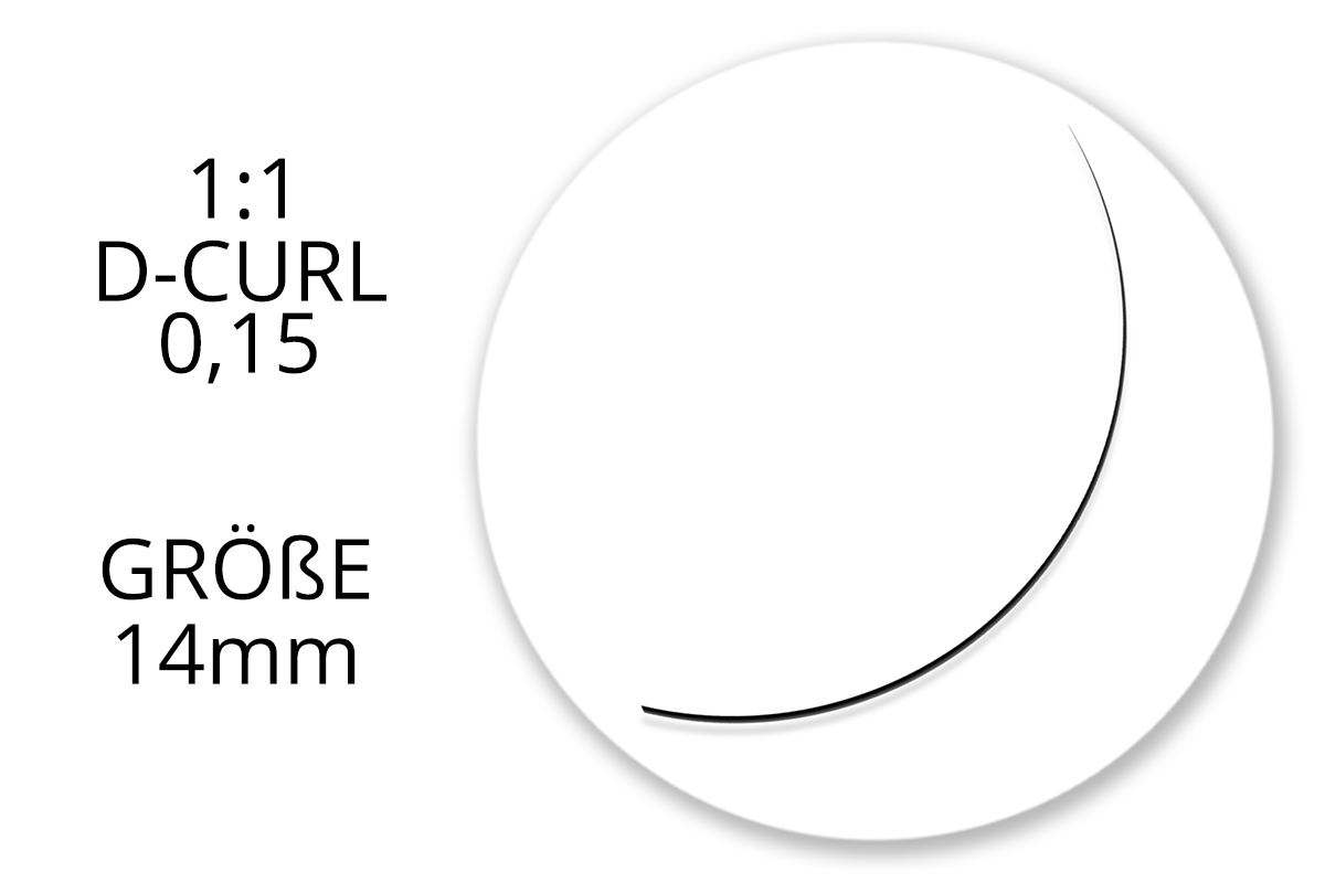 Jolifin Lashes - SingleBox Flat 14mm - 1:1 D-Curl 0,15