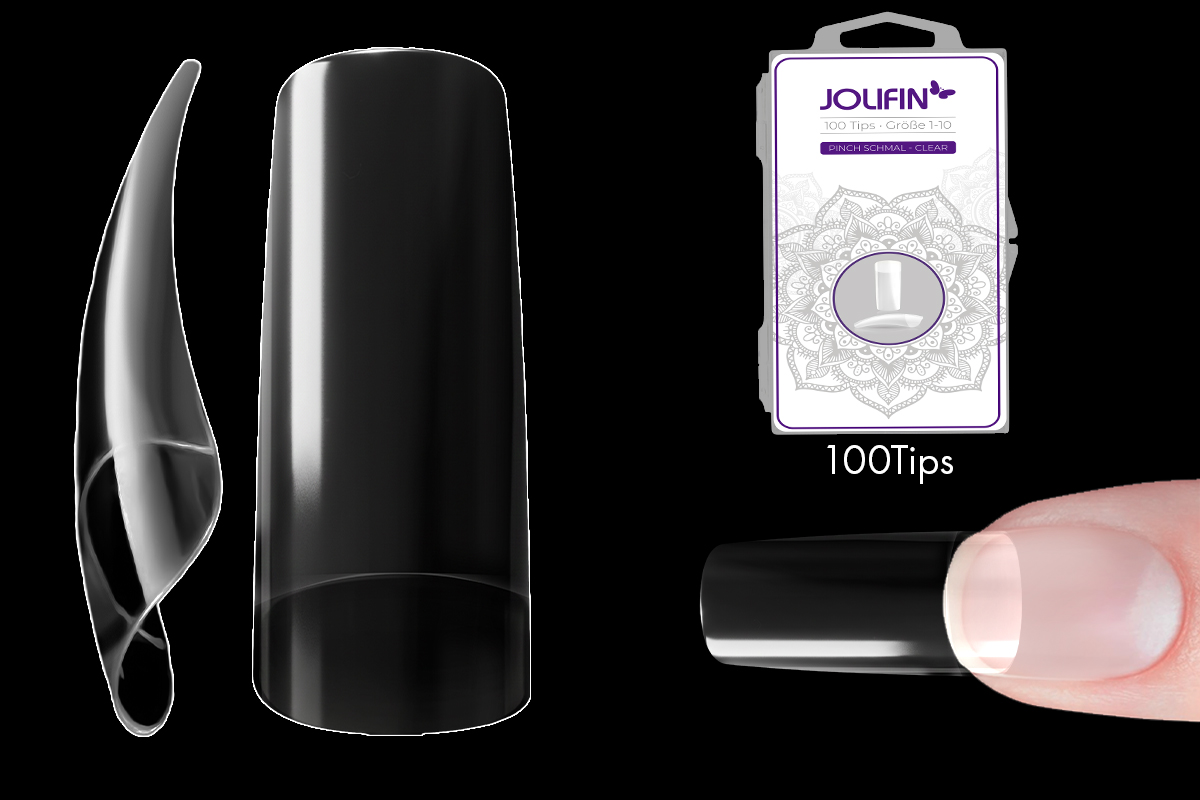 Jolifin 100er Tipbox Pinch schmal - clear