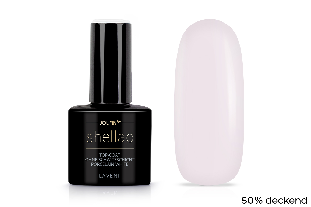 Jolifin LAVENI Shellac - Top-Coat without sweat layer porcelain white 10ml