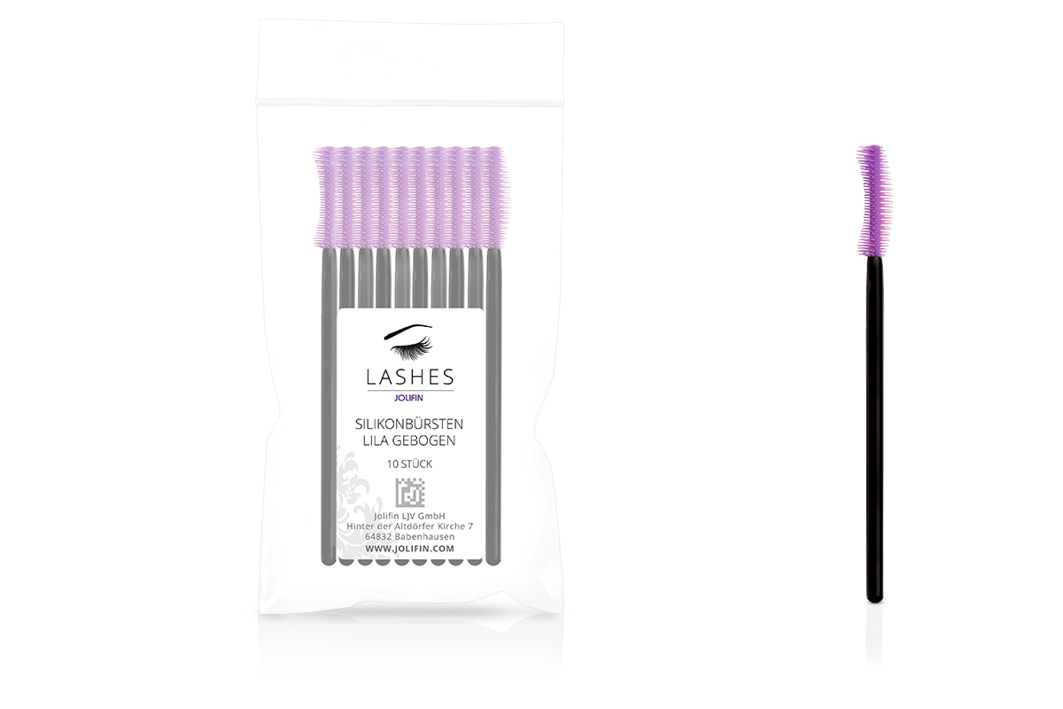 Jolifin Lashes - Silikonbürsten lila gebogen - 10 Stück