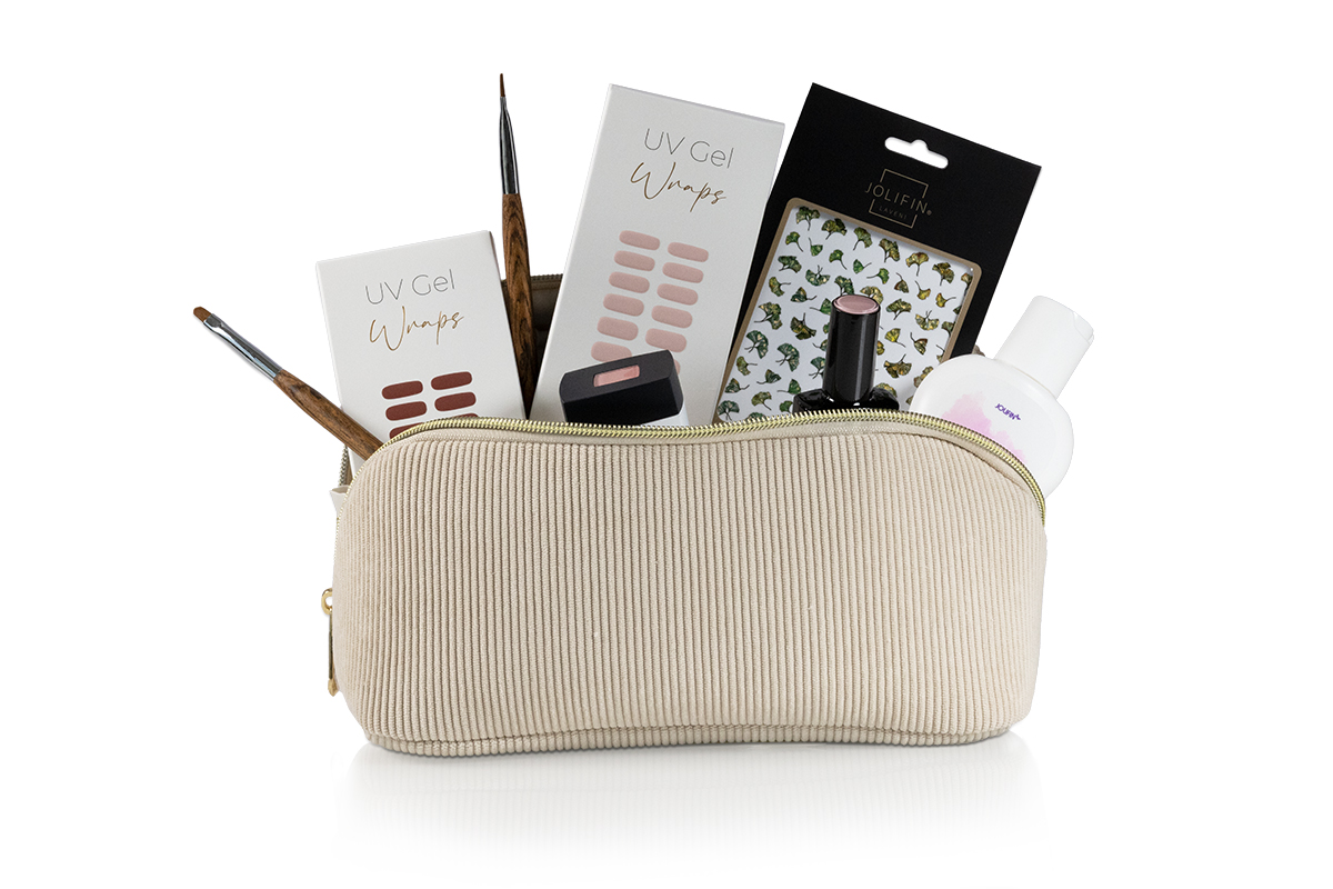 Jolifin Kosmetik- & Pinseltasche - beige Kord