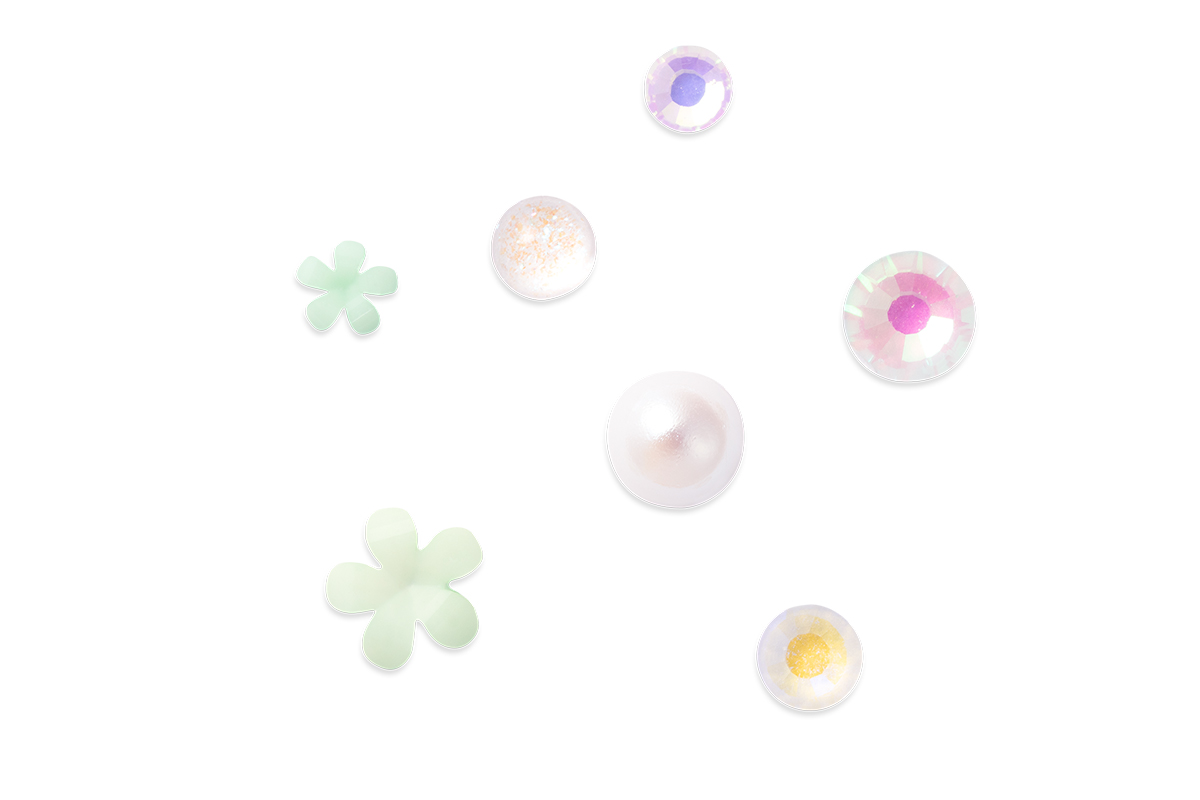 Jolifin Overlay & Perlen Mix - mint Blumen
