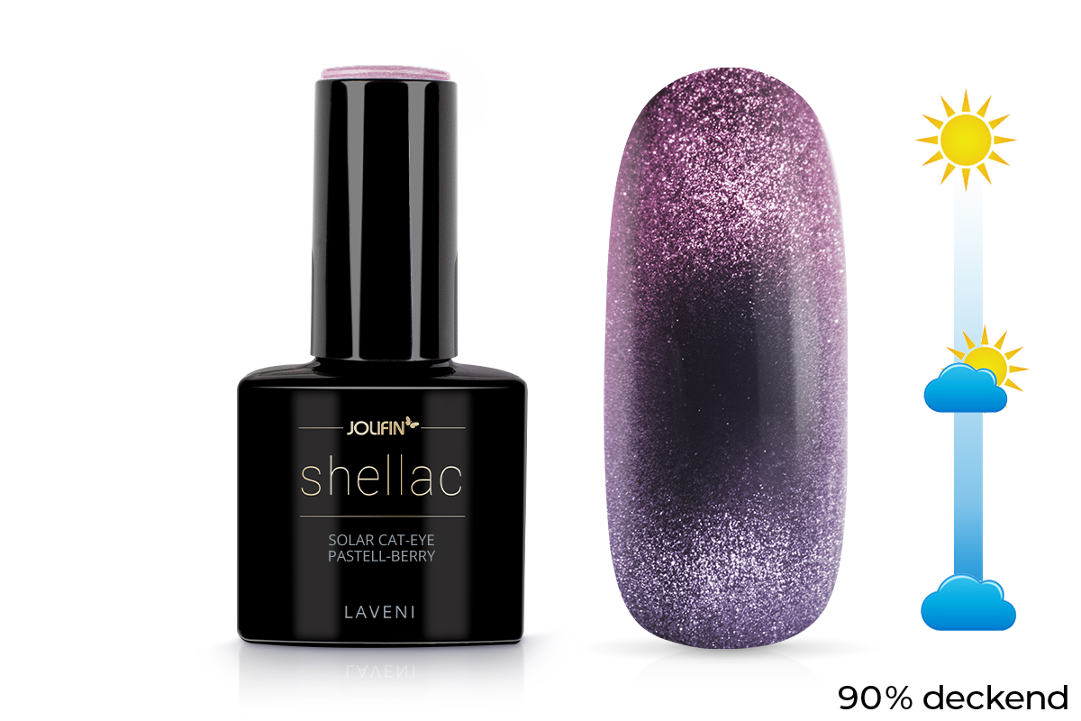 Jolifin LAVENI Shellac - Solar Cat-Eye pastell-berry 10ml