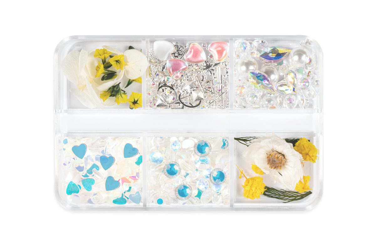 Jolifin Nailart Display - Dried Flowers & Einleger Mix white