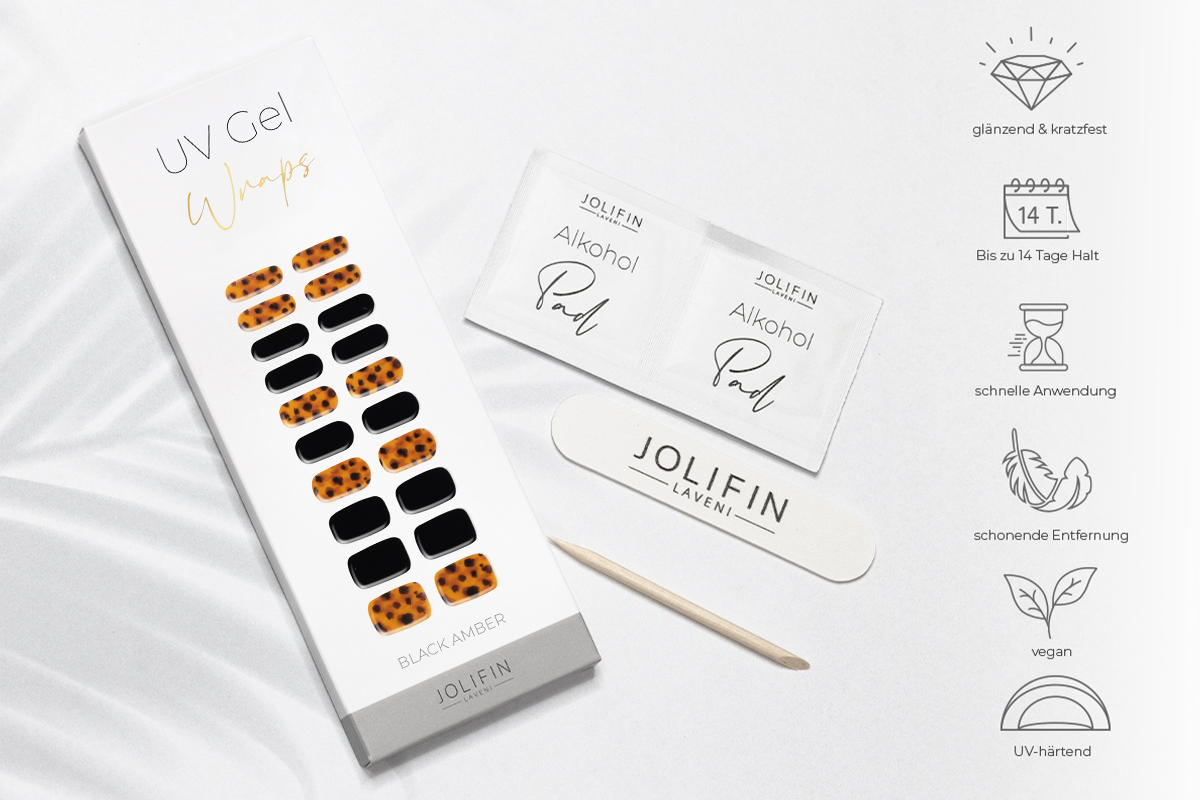 Jolifin LAVENI UV Gel-Wraps - black amber