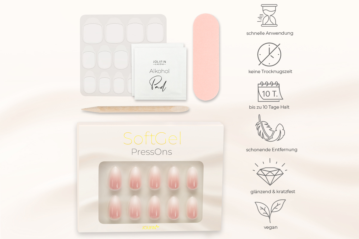 Jolifin SoftGel PressOns - short almond - Babyboomer