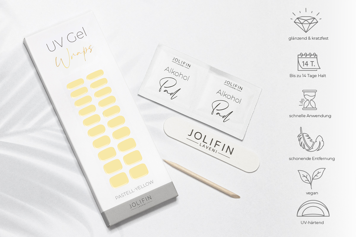 Jolifin LAVENI UV Gel-Wraps - pastell-yellow