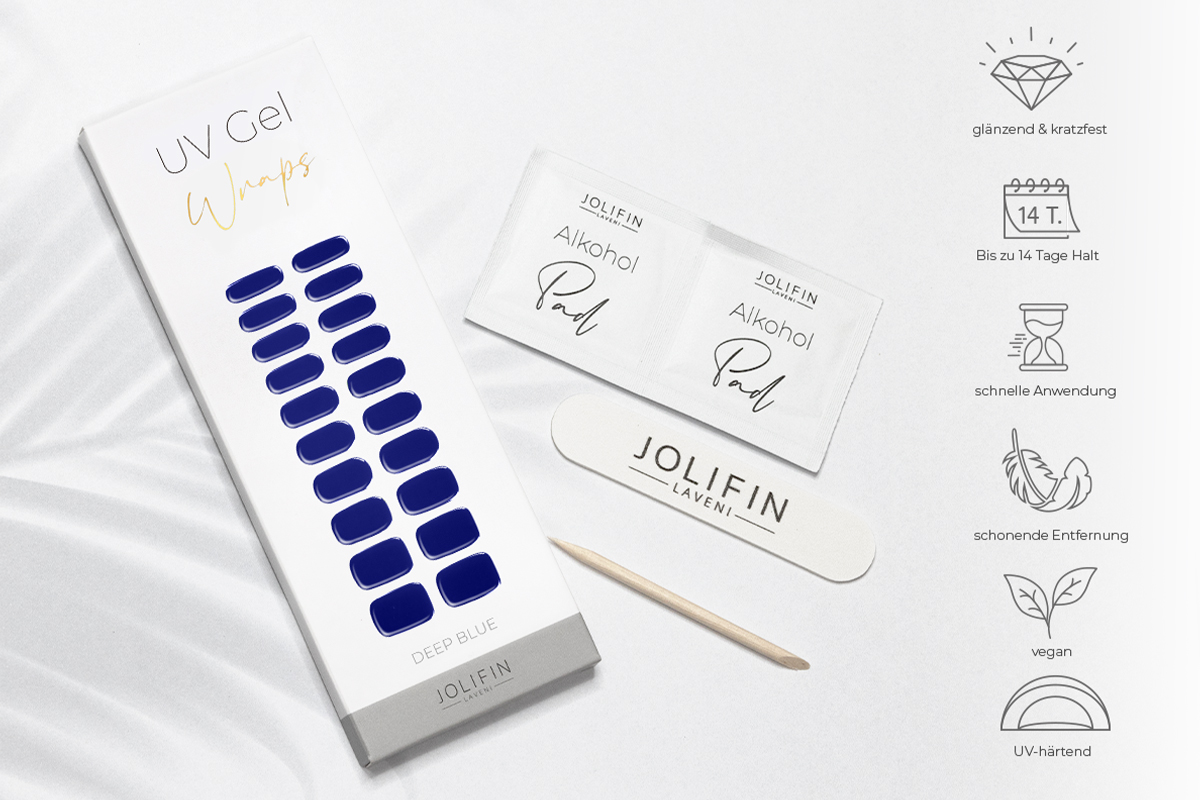 Jolifin LAVENI UV Gel-Wraps - deep blue