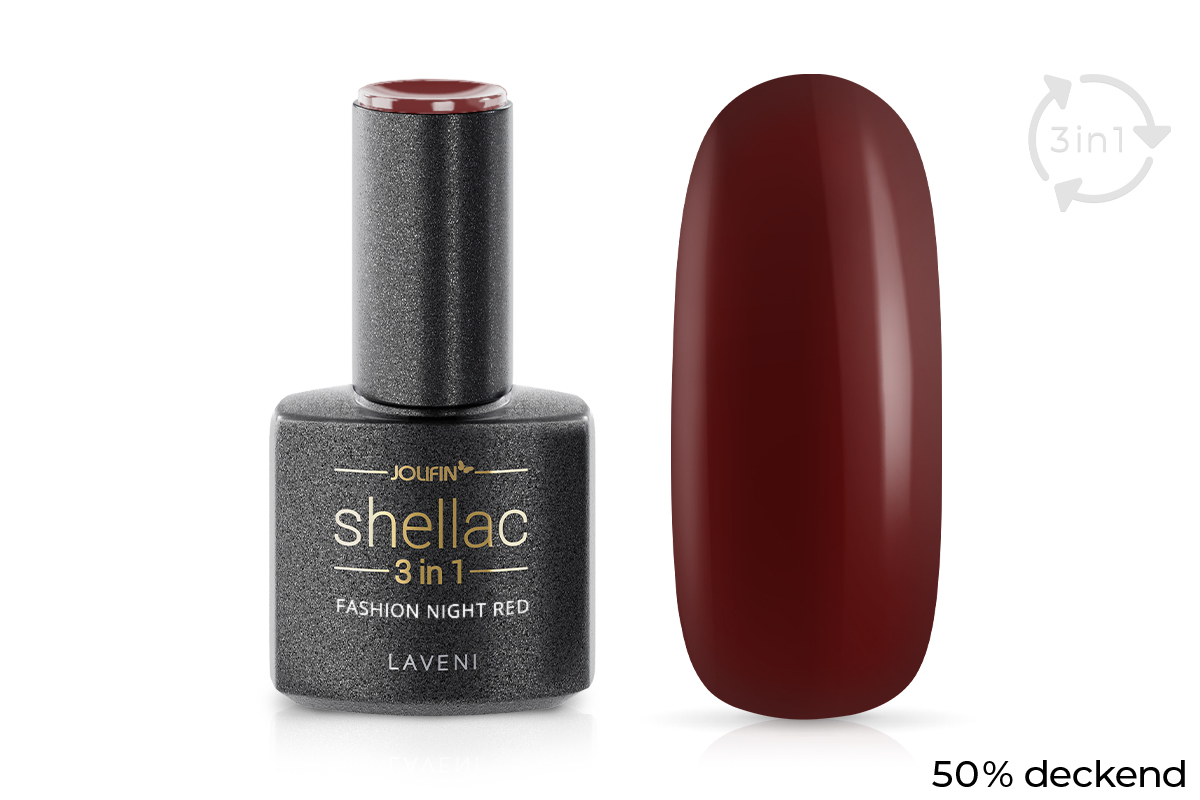 Jolifin LAVENI 3in1 Shellac - fashion night red 10ml