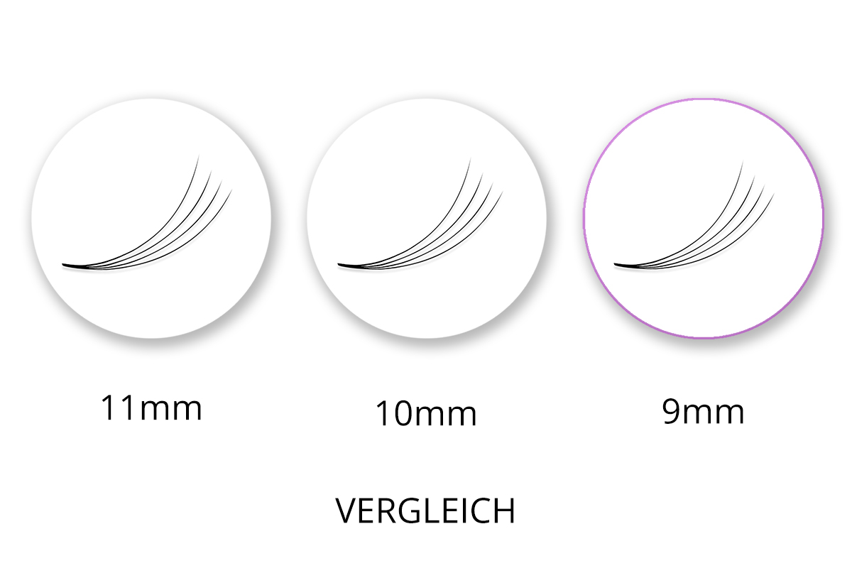 SingleBox 9mm - 4D Wimpernfächer C-Curl 0,07