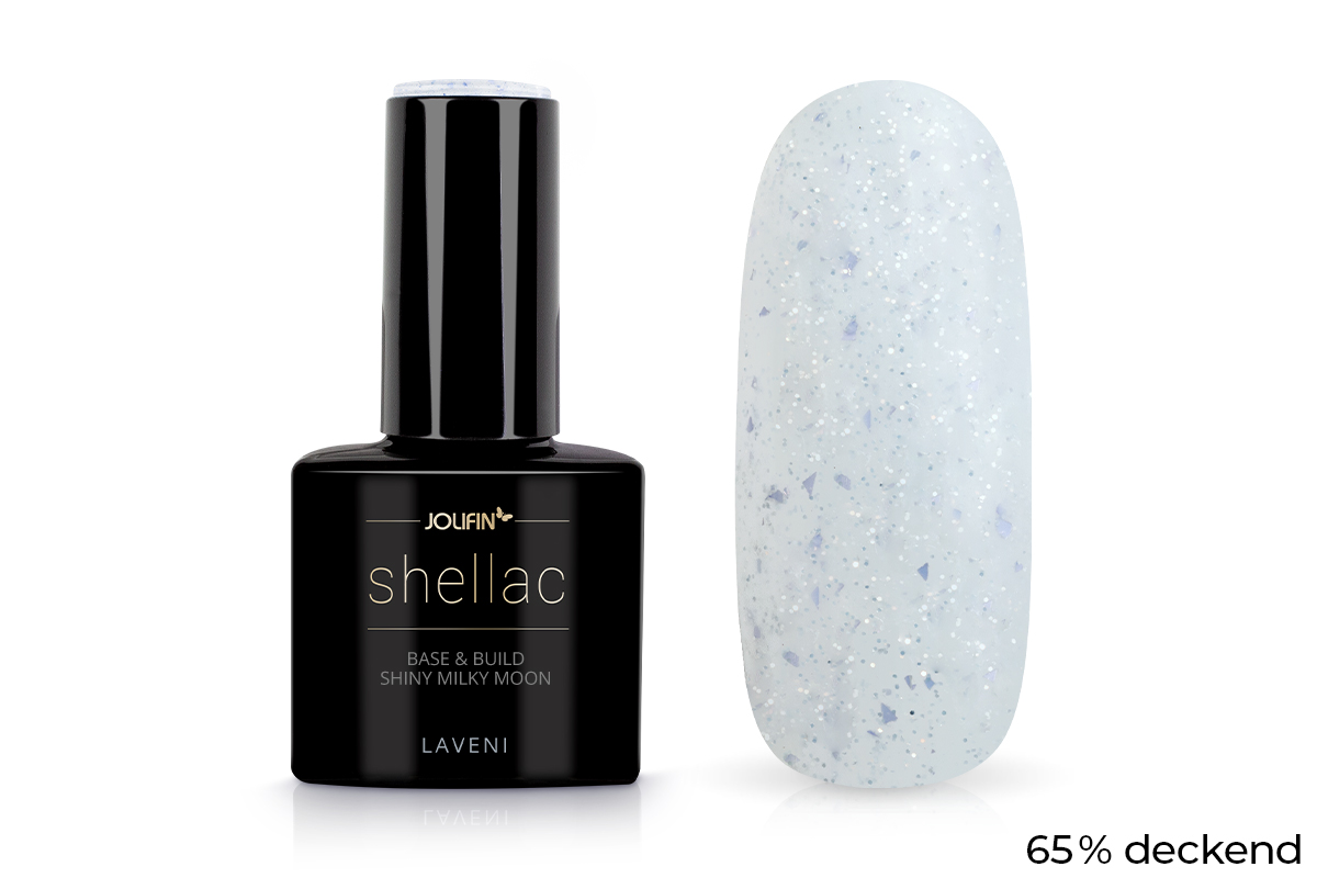Jolifin LAVENI Shellac - Base & Build shiny milky moon 10ml